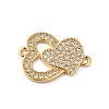 Rack Plating Brass Micro Pave Cubic Zirconia Connector Charms KK-O142-26G-1