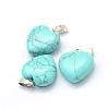 Heart Dyed Synthetic Turquoise Pendants X-G-Q371-09-2