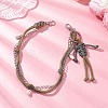 Polyester & Spandex Cord Rope Braided Human & Natural Cowrie Shell Charm Iron Chain Bag Decorative Chains AJEW-BA00173-01-2