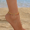 Summer Fashion Brass Heart Link Fringed Colorful Rhinestone Anklets for Women Beach Parties BX8171-4