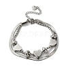 Stainless Steel Crystal Rhinestone Heart Multi-strand Bracelets for Women BJEW-G719-09P-1