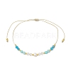 Adjustable Natural Amazonite & Quartz Crystal & Apatite Braided Bead Bracelets for Women BJEW-JB11619-05-2