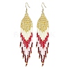 Bohemian Style TOHO Round Seed Tassel Dangle Earrings EJEW-MZ00153-1