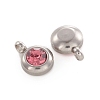 Trendy Original Color 304 Stainless Steel Faceted Grade A Rhinestone Flat Round Charms Pendants RB-N030-01F-2