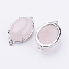 Brass Natural Rose Quartz Links connectors LS-G-E398-04R-1