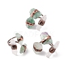 Natural Fluorite & Quartz Crystal Irregular Nugget Open Cuff Ring RJEW-I082-07R-03-1