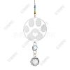 2Pcs 201 Stainless Steel Paw Print Shape & Rainbow Crystal Glass Hanging Suncatcher HJEW-TA00447-1