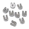 Alloy Initial Slide Charms with Grade A Rhinestones ALRI-R032-U-FF-2