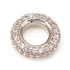 Brass Micro Pave Cubic Zirconia Rondelle European Beads KK-D160-59P-1