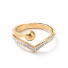 Crystal Rhinestone Wave with Round Ball Finger Ring RJEW-D120-11G-2