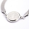 Tarnish Resistant Flat Round with Human 201 Stainless Steel Link Bracelets with 304 Stainless Steel Chain BJEW-O108-02P-2