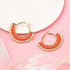 304 Stainless Steel & Bohemian Beaded Fan Hoop Earrings for Women EJEW-R001-01G-04-4