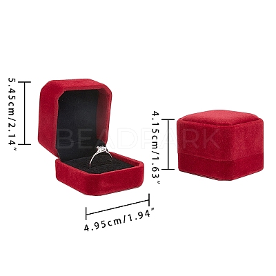 Square Velvet Ring Boxes VBOX-WH0002-01B-1
