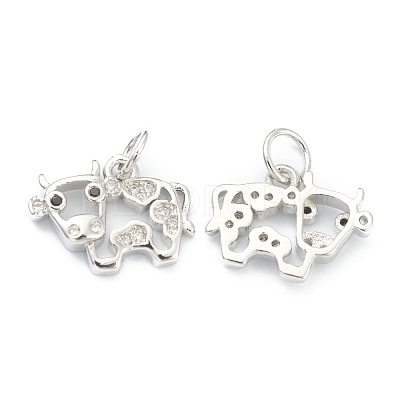 Brass Clear Cubic Zirconia Charms ZIRC-B010-22P-1