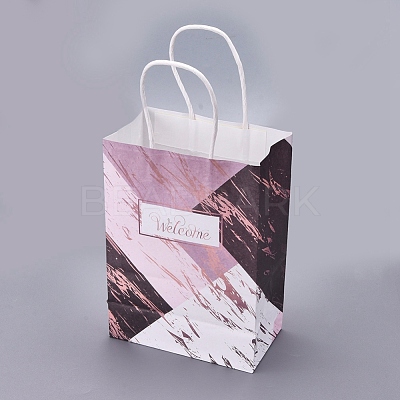 Rectangle Kraft Paper Bags with Handle DIY-I030-02A-02-1