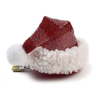 Christmas Hat Polyester Alligator Hair Clips for Women Girl AJEW-M012-02B-1