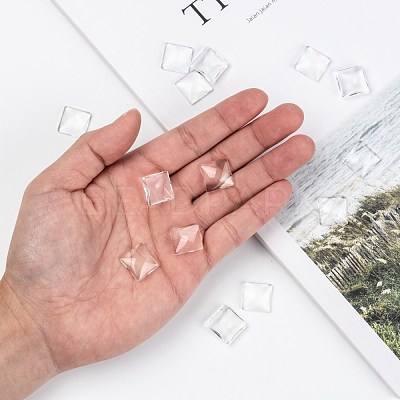 Transparent Glass Square Cabochons GGLA-S022-15mm-1