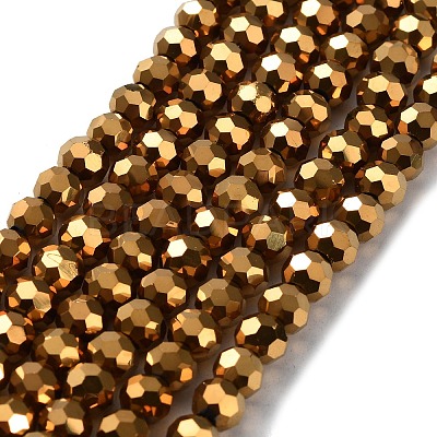 Faceted(32 Facets) Electroplate Glass Bead Strands X-EGLA-R042-6mm-03-1