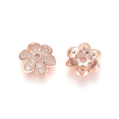 Brass Micro Pave Cubic Zirconia Bead Caps ZIRC-E163-23RG-1