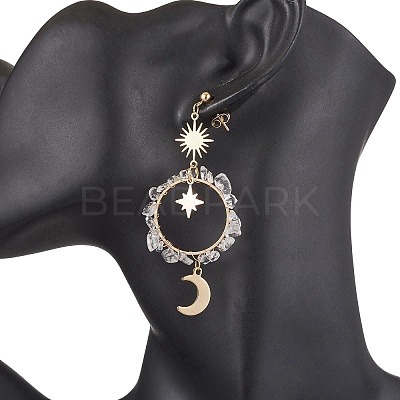 Vintage Natural Quartz Crystal Ear Studs EJEW-JE05806-01-1