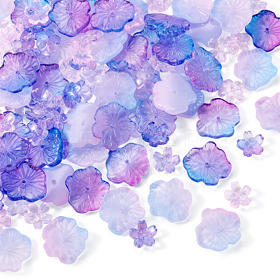 100Pcs 4 Styles Baking Paint Transparent Glass Bead Caps DGLA-TA0001-50-1