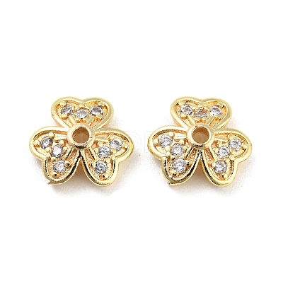Brass Micro Pave Cubic Zirconia Bead Cap KK-H452-28G-1