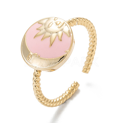 Brass Enamel Cuff Rings RJEW-D112-01G-1