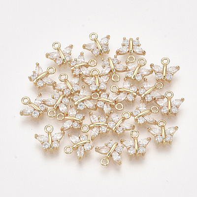 Brass Cubic Zirconia Charms X-KK-S348-441-1