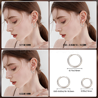 24Pcs 3 Styles 316L Surgical Stainless Steel Huggie Hoop Earrings for Girl Women EJEW-BBC0001-43-1