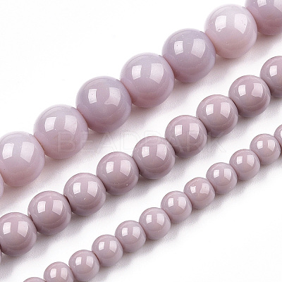 Opaque Solid Color Glass Beads Strands X-GLAA-T032-P8mm-07-1