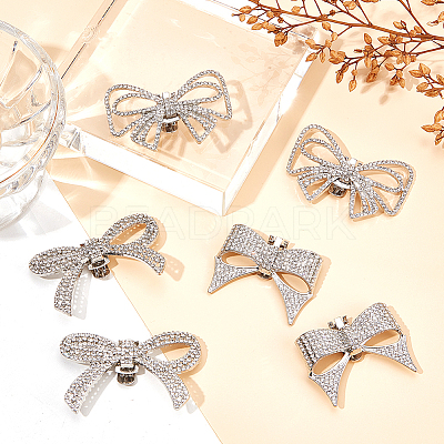6Pcs 3 Styles Bowknot Alloy Rhinestone Shoe Decorations FIND-CP0002-22A-1