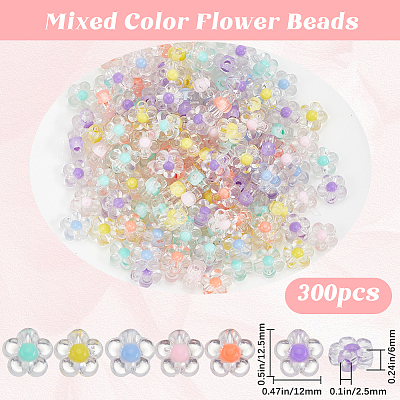 300Pcs Transparent Acrylic Beads TACR-SP0001-04-1