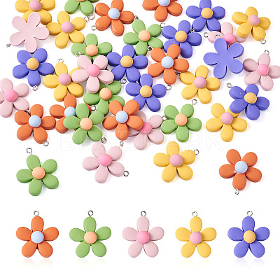 40Pcs 5 Colors Resin Pendants RESI-TA0001-40-1