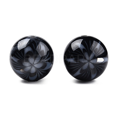 Flower Opaque Resin Beads RESI-T054-001G-1