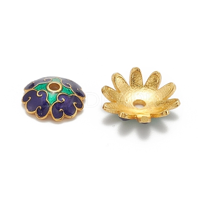 Mixed Brass Enamel Bead Caps X-KK-L124-09G-RS-1