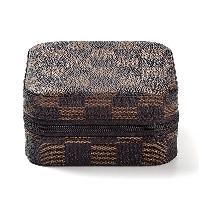 Tartan Square PU Leather Jewelry Storage Zipper Boxes PAAG-PW0007-01A-1