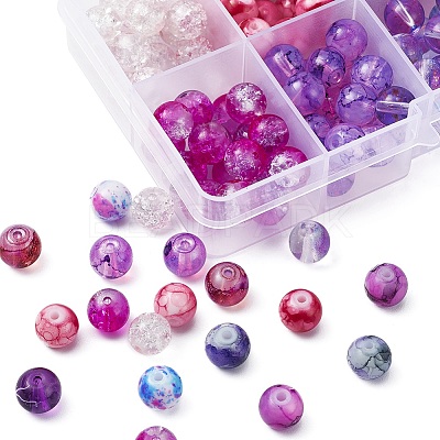 10 Style Spray Painted & Drawbench Transparent & Baking Paint Glass Beads GLAA-YW0001-26A-1