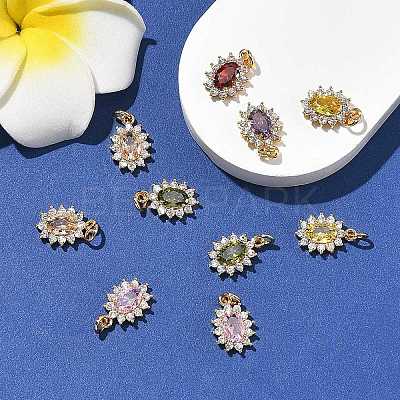 SHEGRACE Brass Micro Pave Cubic Zirconia Pendants XGRQ2O909-446G-1