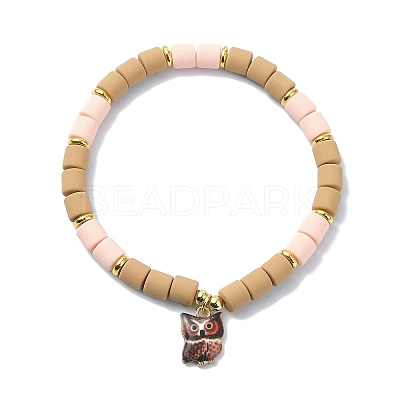 Polymer Clay Column Beaded Stretch Bracelets BJEW-JB09782-04-1