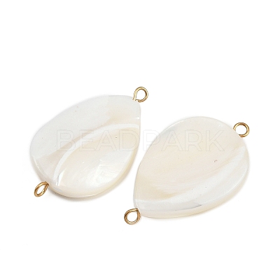 Natural Shell Teardrop Connector Charms X1-STAS-D378-28G-1
