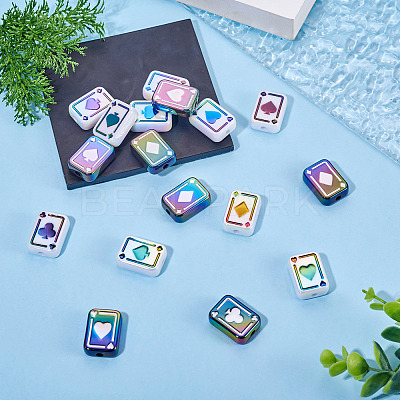 20Pcs 2 Colors UV Plating Rainbow Iridescent Acrylic Enamel Beads SACR-TA0001-70-1