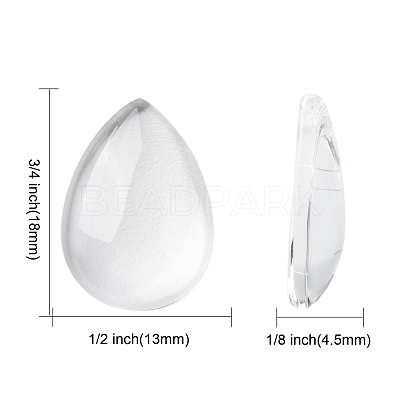 Transparent Teardrop Glass Cabochons GGLA-R024-18x13-1