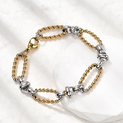 304 Stainless Steel Oval Link Chain Bracelets for Women BJEW-D377-01D-1