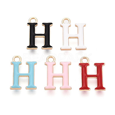 Rack Plating Alloy Enamel Pendants ENAM-T024-53H-G-1