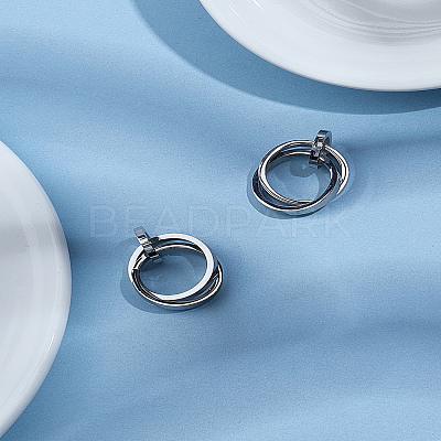 2Pcs 304 Stainless Steel Interlocking Ring Pendants STAS-LP0002-84P-1