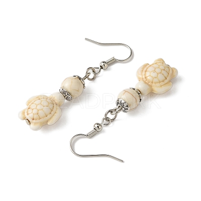 Starfish & Tortoise Synthetic Turquoise Beaded Stretch Bracelets & Dangle Earrings Kits SJEW-JS01311-01-1