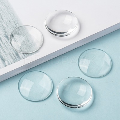 Transparent Glass Cabochons GGLA-R026-35mm-1