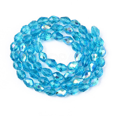 Transparent Electroplate Glass Beads Strands LS-EGLA-N023-6x8mm-A07-1