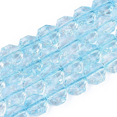 Transparent Crackle Glass Beads Strands GLAA-Q108-03A-09-1