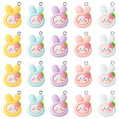 25Pcs 5 Colors Opque Resin Animal Pendants RESI-CJ0003-76-1